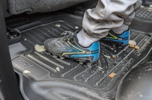 Ford F-250 Super Duty Floor Mats - Front + Rear - Husky Liners - X-act Contour - Black - `17-`27